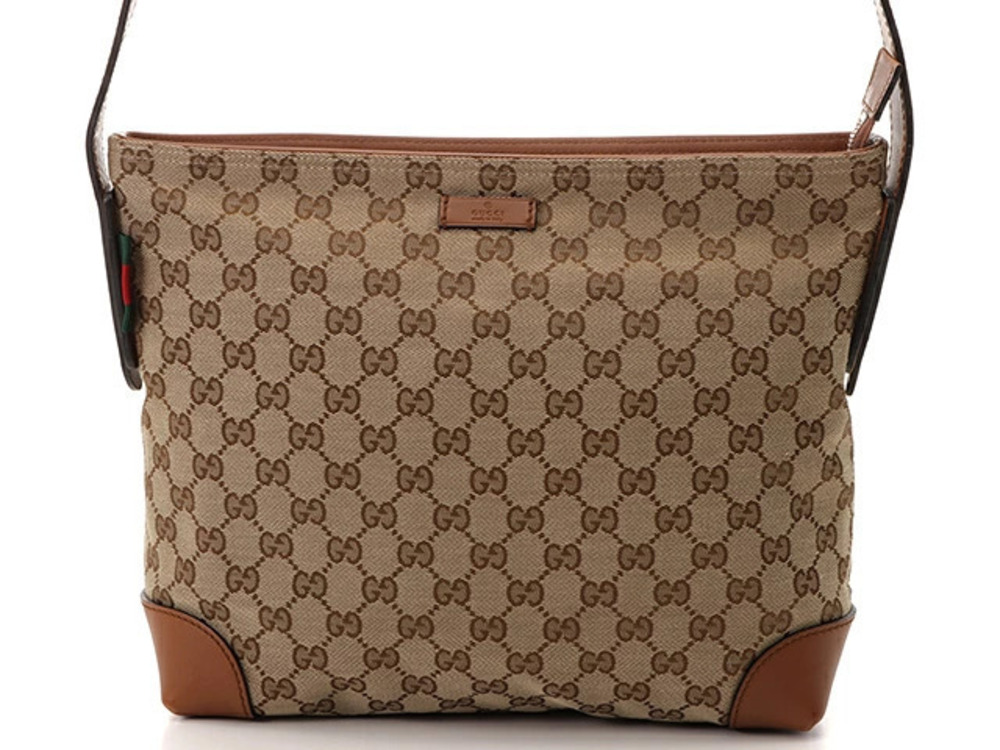 Gucci Sherry GG Hobo Bag Beige Cream x Brown Canvas Calfskin